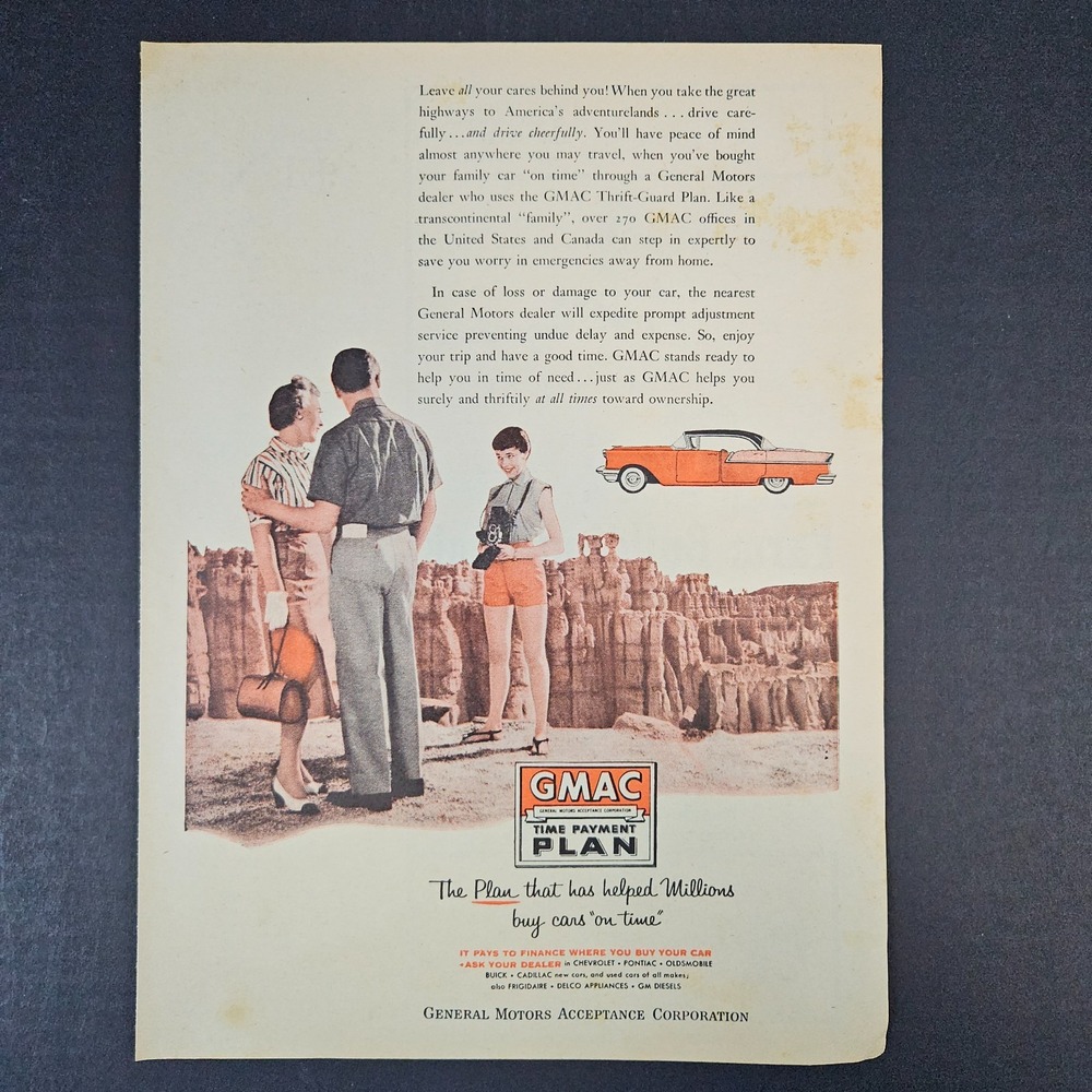 1955 GMAC General Motors‎ Acceptance Payment Plan Vintage Print Ad Grand Canyon
